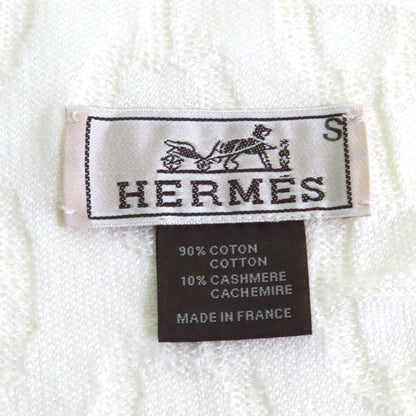 Hermes Cotton Cashmere Chaine D'Ancre Pattern Large Shawl/Scarf/Stole Off-White Made In France