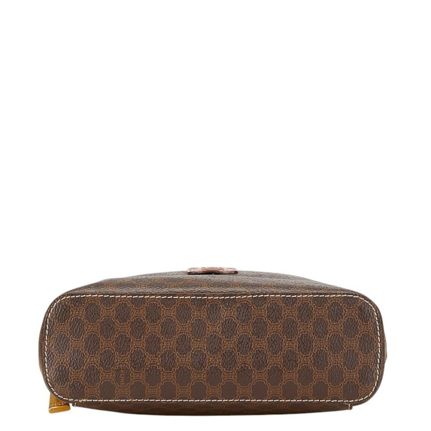 Celine Macadam Vanity Bag Handbag Pouch Brown Pvc Leather