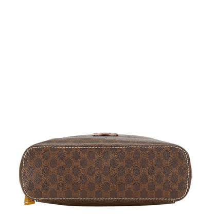 Celine Macadam Vanity Bag Handbag Pouch Brown Pvc Leather
