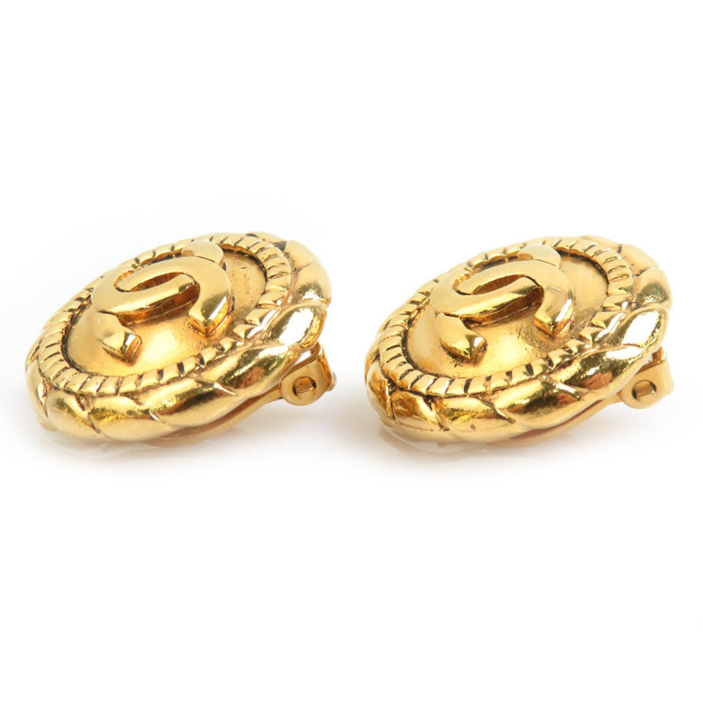 Chanel Coco Mark Metal Gold Earrings