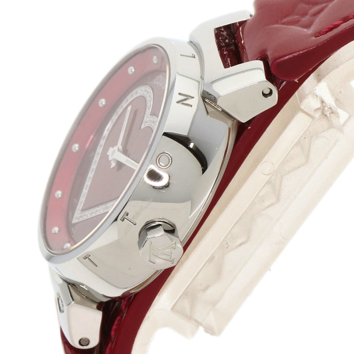 Louis Vuitton Q121Z Tambour Heart Watch Stainless Steel Leather