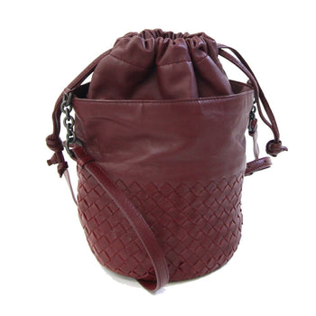 Bottega Veneta Intrecciato Bordeaux Leather Shoulder Bag