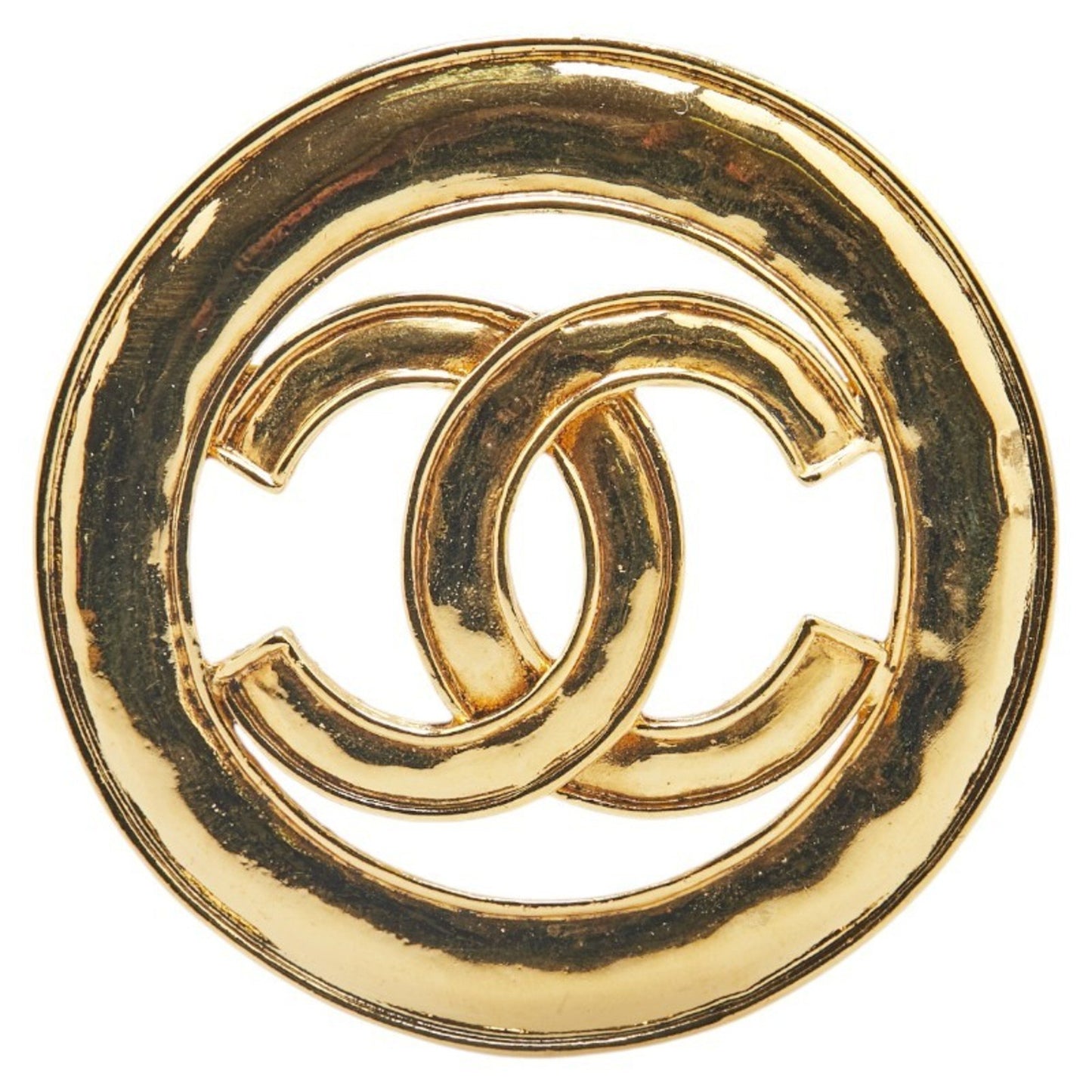 Chanel Coco Mark Round Circle Brooch Gold Plated