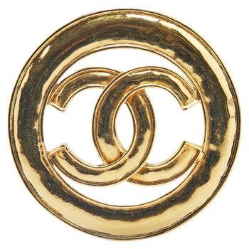 Chanel Coco Mark Round Circle Brooch Gold Plated