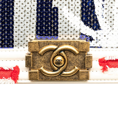 Chanel Boy Chanel Coco Mark Cuba Chain Shoulder Bag In White