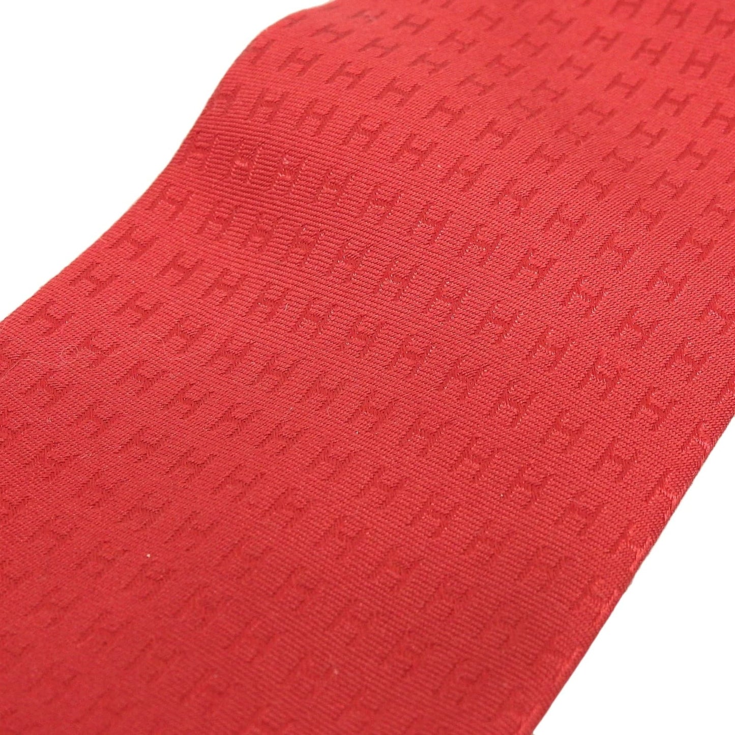 Hermes 038189T 100% Silk Rouge Cravat Fasonne H Motif Tie With Box