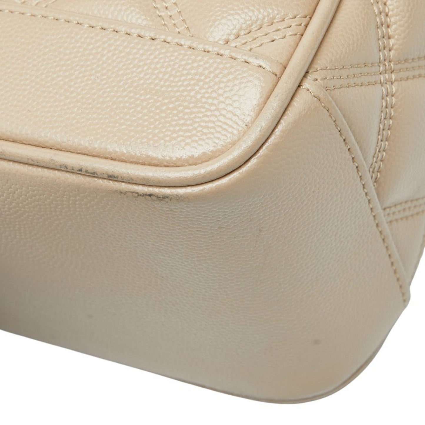 Saint Laurent 80'S Vanity Bag Shoulder Beige Leather