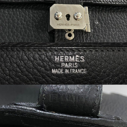 Hermes Sac A Depeche 41 Fjord Leather Business Briefcase In Black