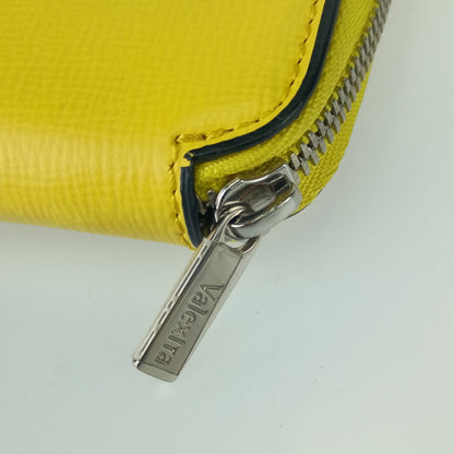 Valextra Zip-Around Card Holder V8L34 In Yellow Grained Calfskin For Men And Women