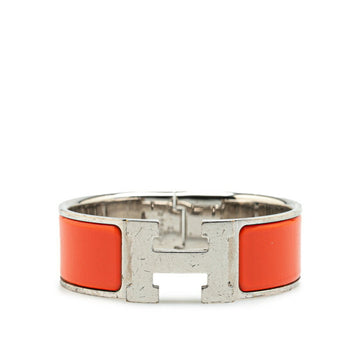 Hermes Click-Clack H Gm Bangle Orange Silver Metal