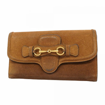 Gucci Horsebit Long Wallet 382274 Suede Brown