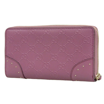 Like New Gucci Interlocking G Round Long Wallet 354487 525040 Leather Pink Gg Studs Embossed