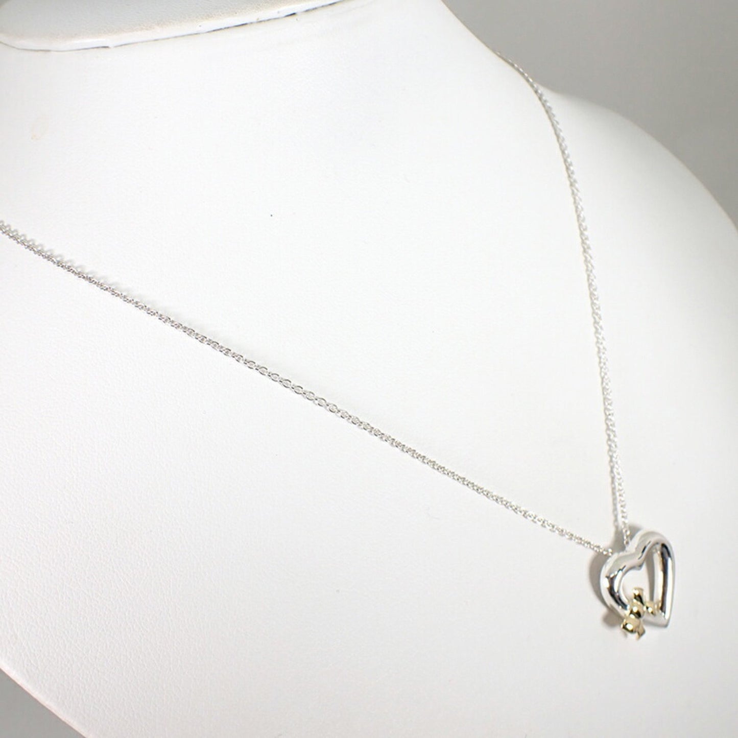 Tiffany 925 750 Heart Ribbon Pendant Necklace