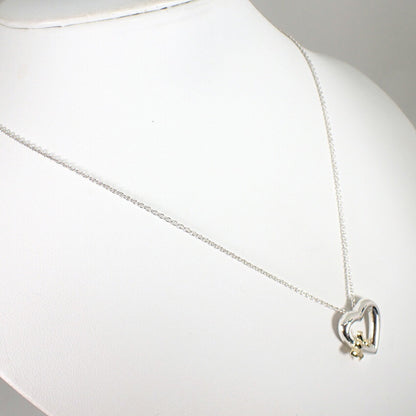 Tiffany 925 750 Heart Ribbon Pendant Necklace