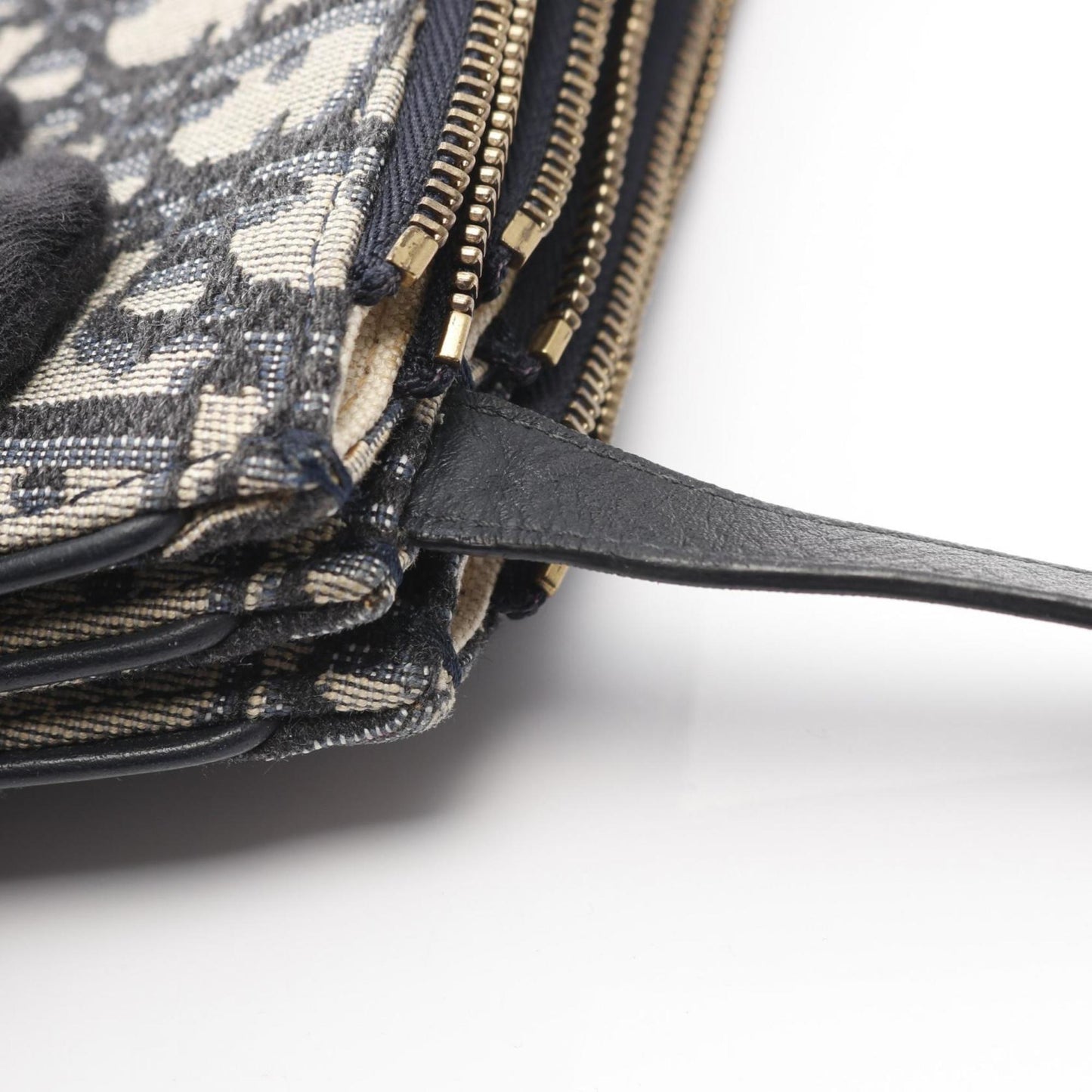 Christian Dior Dior Saddle Bag Oblique Shoulder Canvas Leather