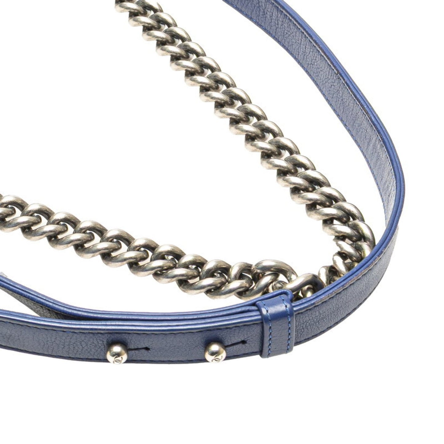 Chanel Boy Chanel Coco Mark Chain Shoulder Bag Handbag Blue Lambskin