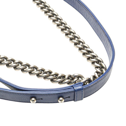 Chanel Boy Chanel Coco Mark Chain Shoulder Bag Handbag Blue Lambskin