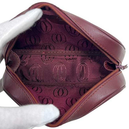 Cartier Mini Pouch Ec-24379 Bordeaux Must Leather