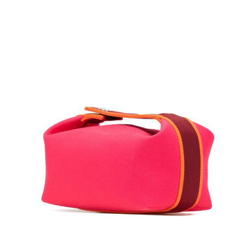 Herms Bride A Black Pm Handbag Pouch Hibiscus Pink Toile H