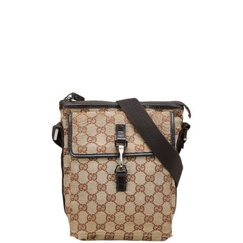 Gucci Gg Canvas Crossbody Shoulder Bag 92646 002214 Beige Brown Leather