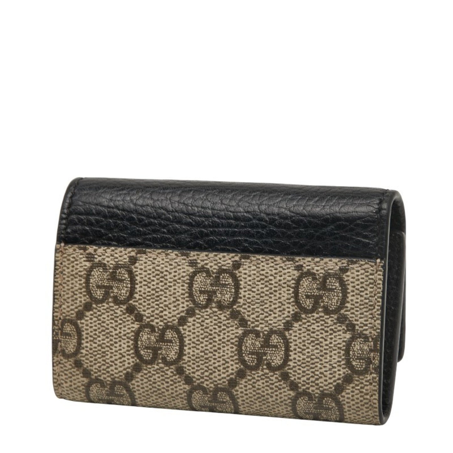 Gucci Gg Supreme Marmont 6-Ring Key Case 456118 Beige Black Leather