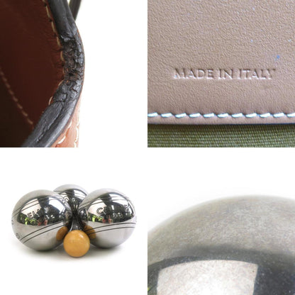 Celine Pouch Bag Petanque Ball & Case Metal Silver Off-White Brown