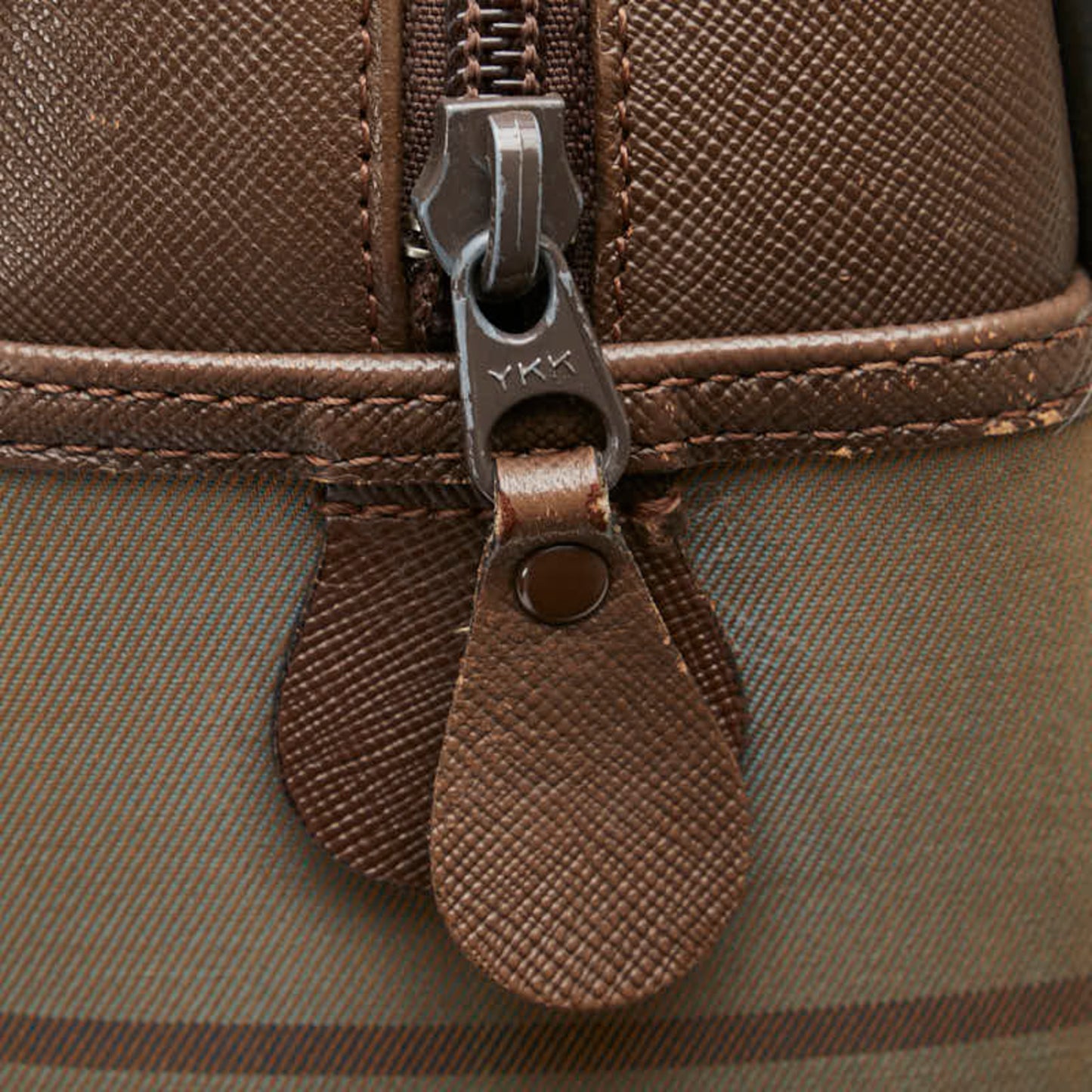 Burberry Check Shadow Horse Handbag Mini Boston Bag Khaki Brown Canvas Leather