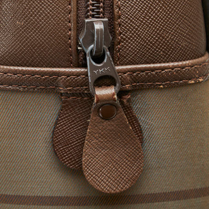 Burberry Check Shadow Horse Handbag Mini Boston Bag Khaki Brown Canvas Leather