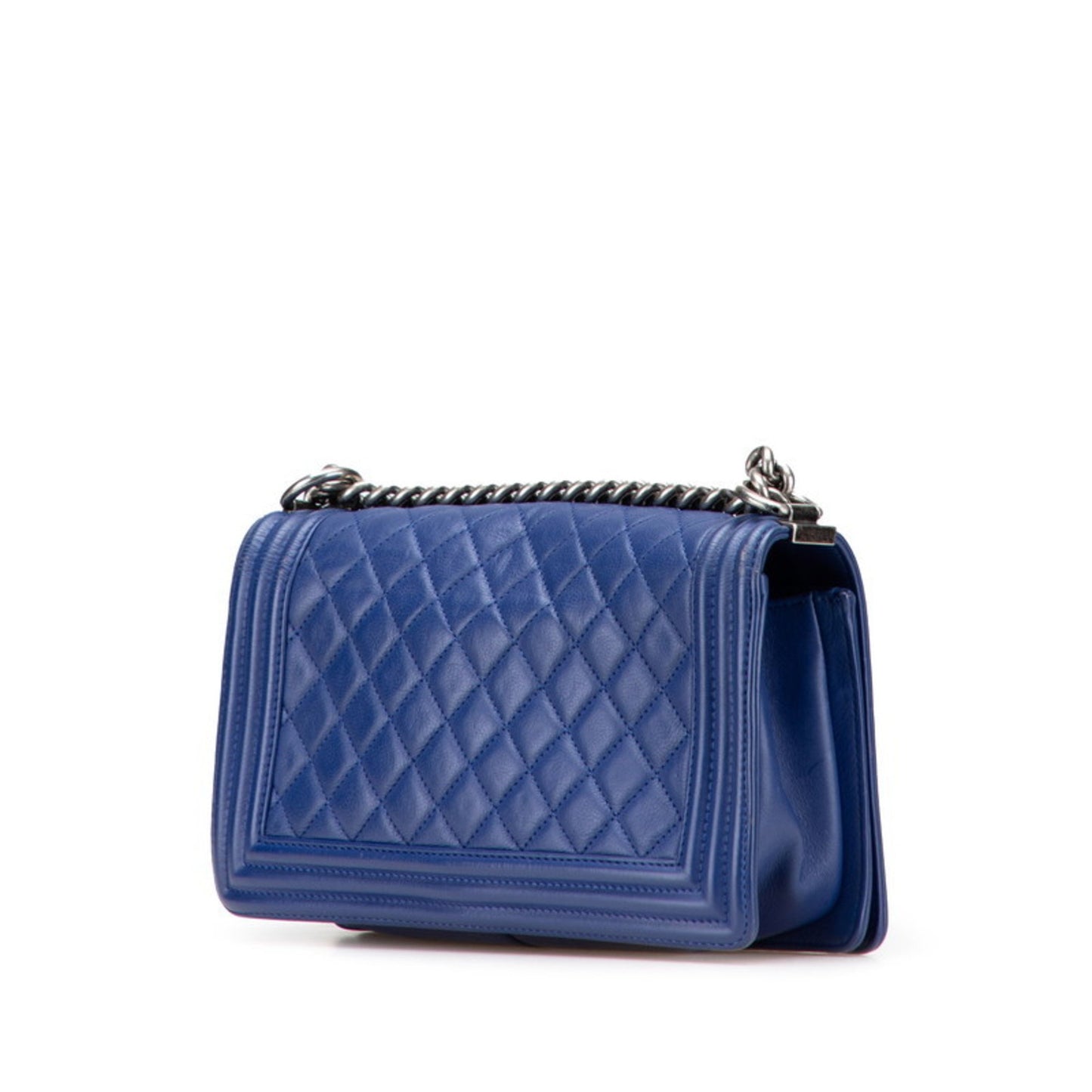 Chanel Boy Chanel Coco Mark Chain Shoulder Bag Handbag Blue Lambskin