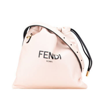 Fendi Logo Shoulder Bag 8Bt337 Pink Leather