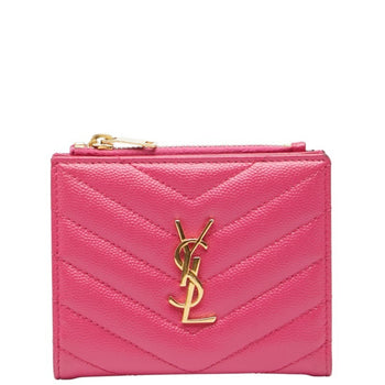 Saint Laurent Monogram Bifold Wallet 575879 Pink Leather