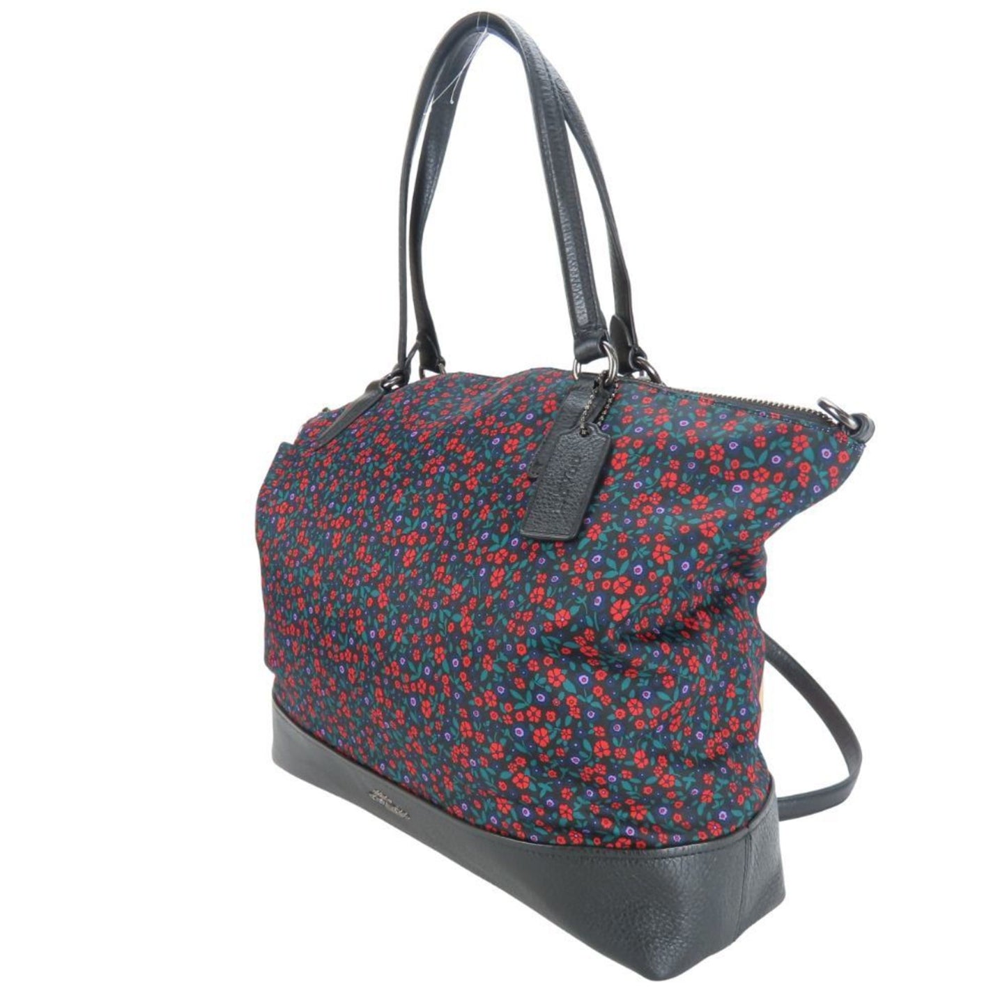 Coach Tote Bag F59433 Satchel Lunch Floral Nylon Leather Black Red Green