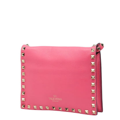 Valentino Studded Shoulder Bag In Pink Leather