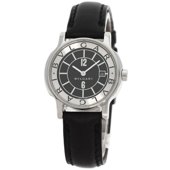 Bvlgari St29S Solotempo Watch Stainless Steel Leather