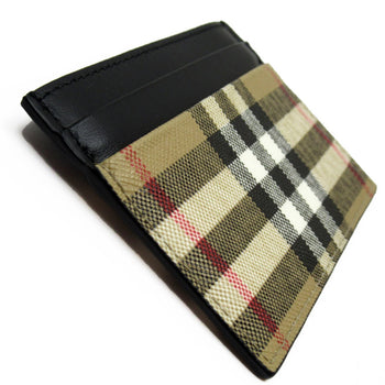 Burberry Burberry Business Card Holder/Card Case Pass Leather Black X Beige