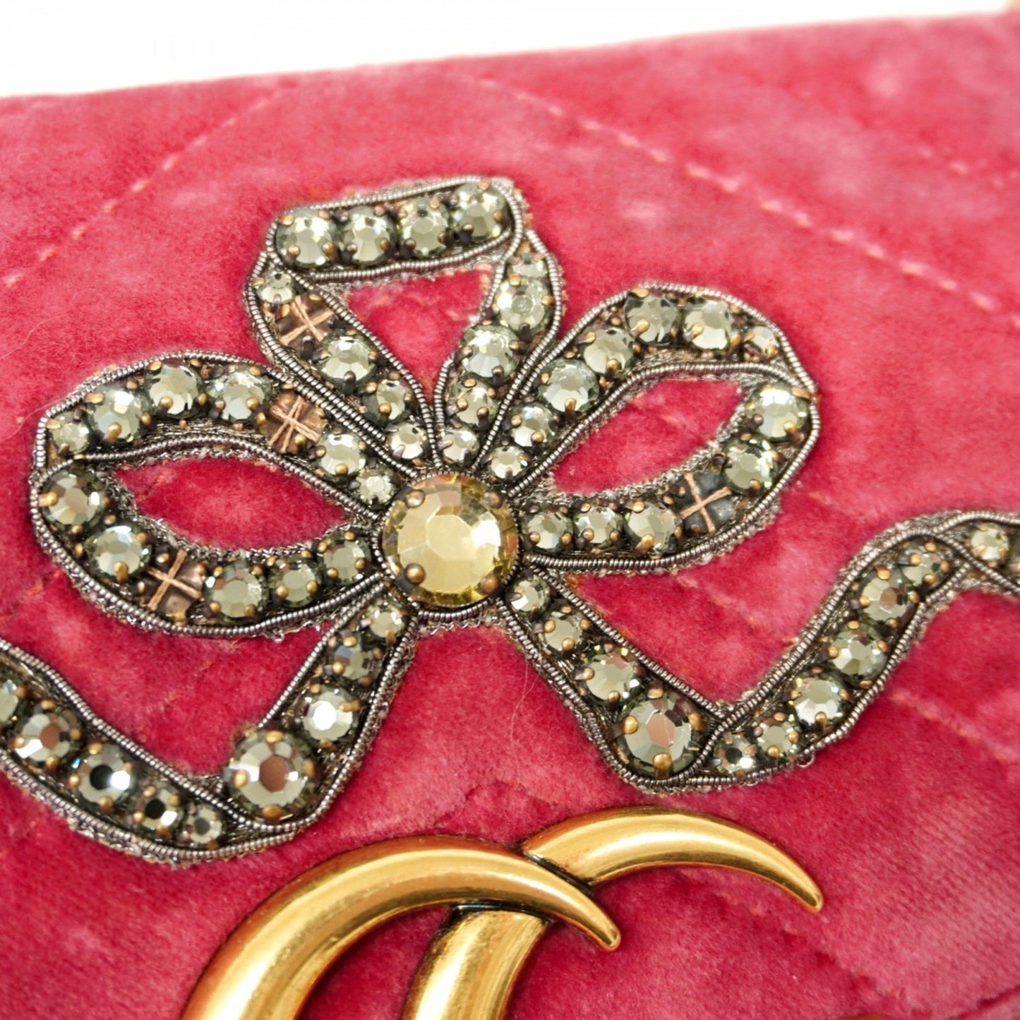 Gucci Gg Marmont Shoulder Bag 446744 Velvet Pink