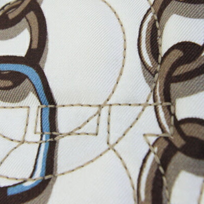 Salvatore Ferragamo Shoulder Bag 21H455 Off-White And Dark Brown Fabric Leather Chain With Gancini