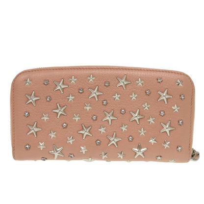 Jimmy Choo Philippa Star Stud Leather Pink Long Wallet 1689Jimmy Choo