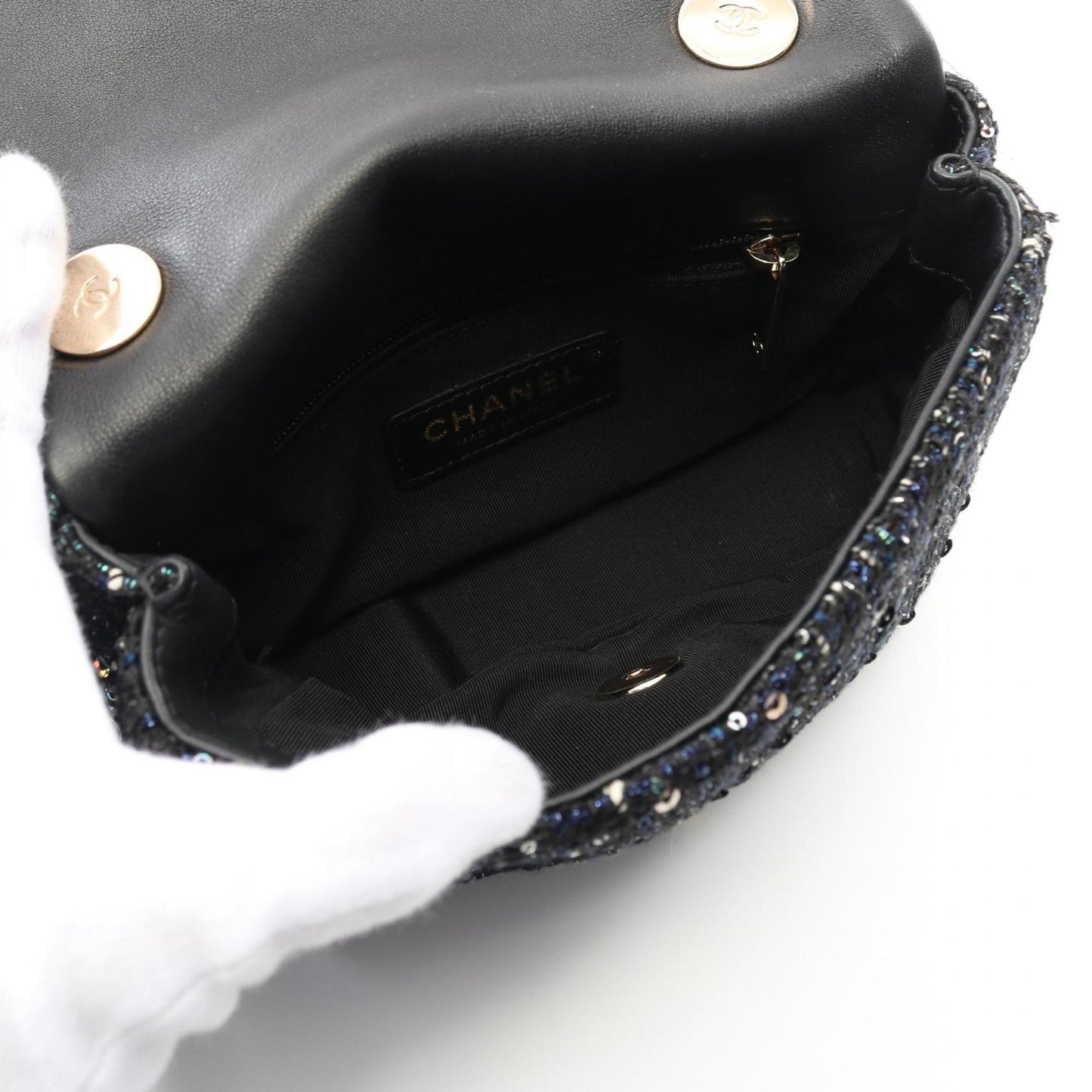 Chanel Coco Mark Faux Pearl Shoulder Bag Fabric