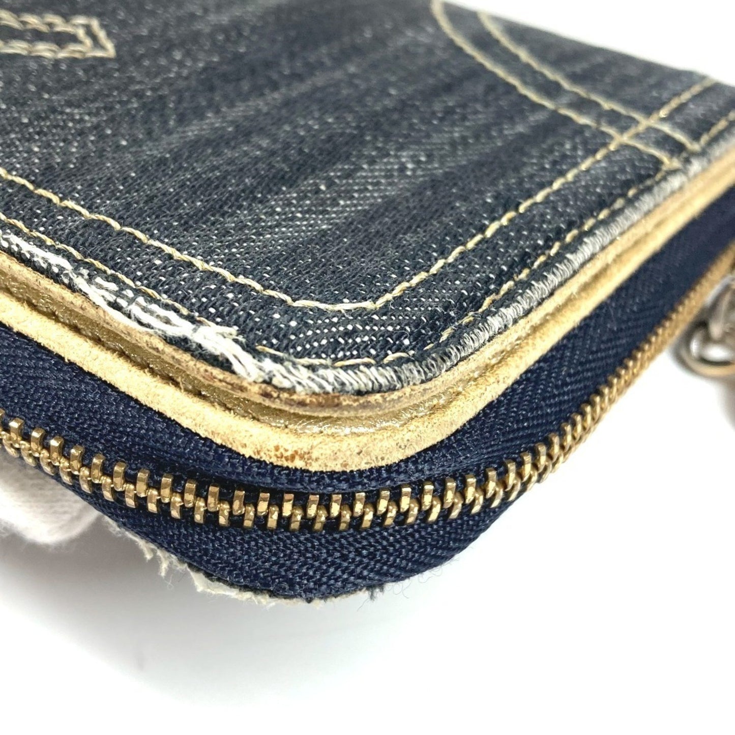 Chanel A31900 Sparkling Denim Cc Coco Mark Logo Long Wallet Round Zipper