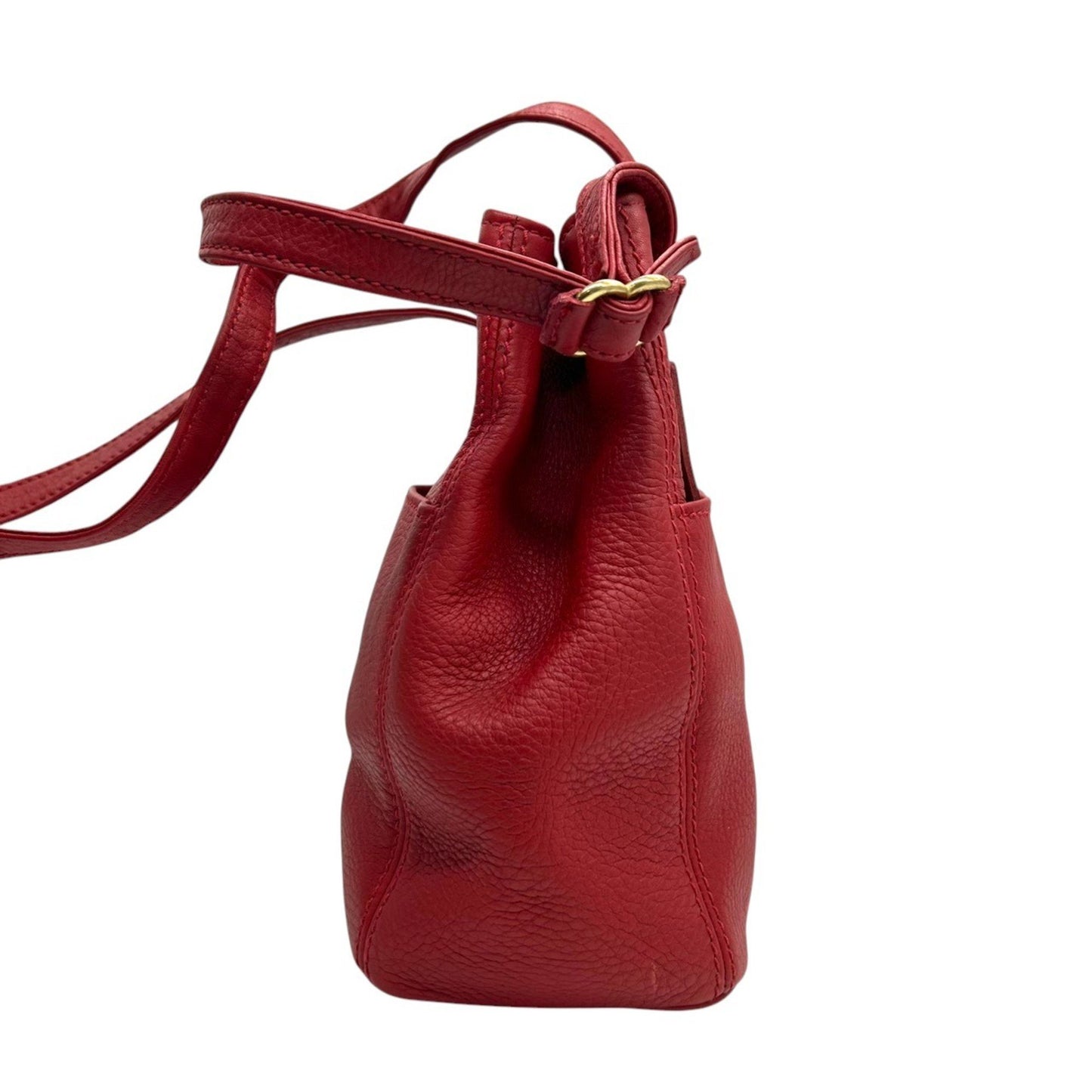 Coach Old Drawstring Shoulder Bag 4923 Bucket In Red Glove-Tanned Leather.