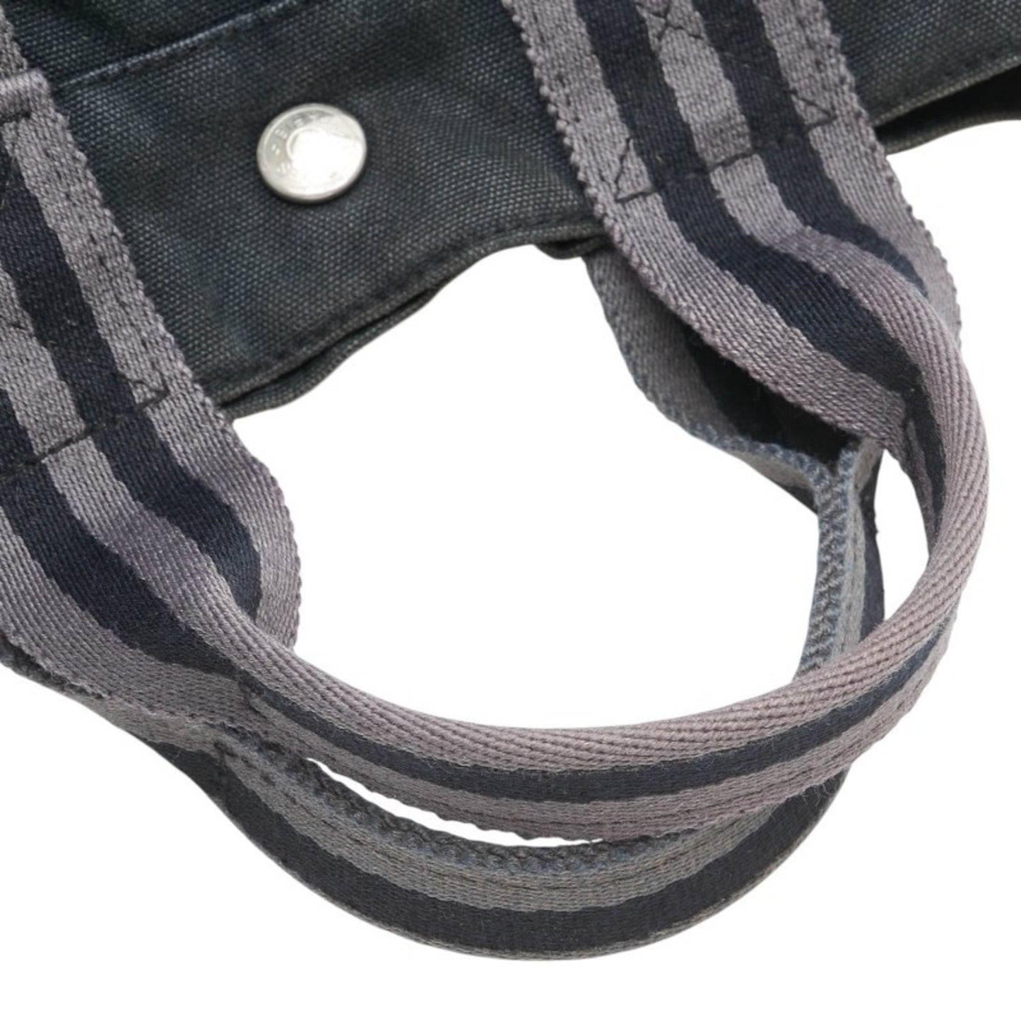 Hermes Foul Tote Pm Handbag Bag Black/Gray Canvas