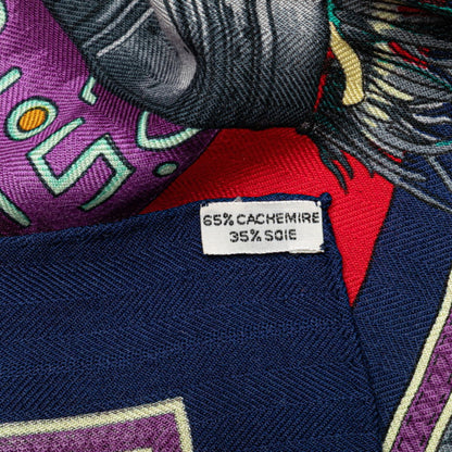Hermes Carre 90 Cuirs Du Desert Desert Leather Scarf Muffler Red Multicolor Silk