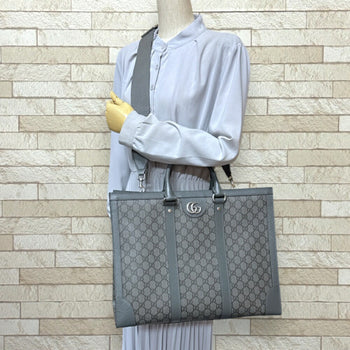 Gucci Large Ophidia Tote Bag In Gg Supreme Canvas (724665) - Gray