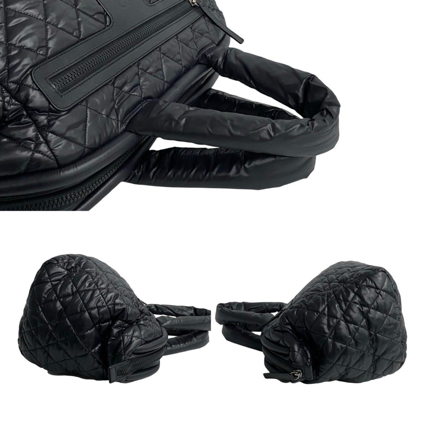 Chanel Coco Cocoon Mark Nylon Handbag Mini Tote Bag Black 83755