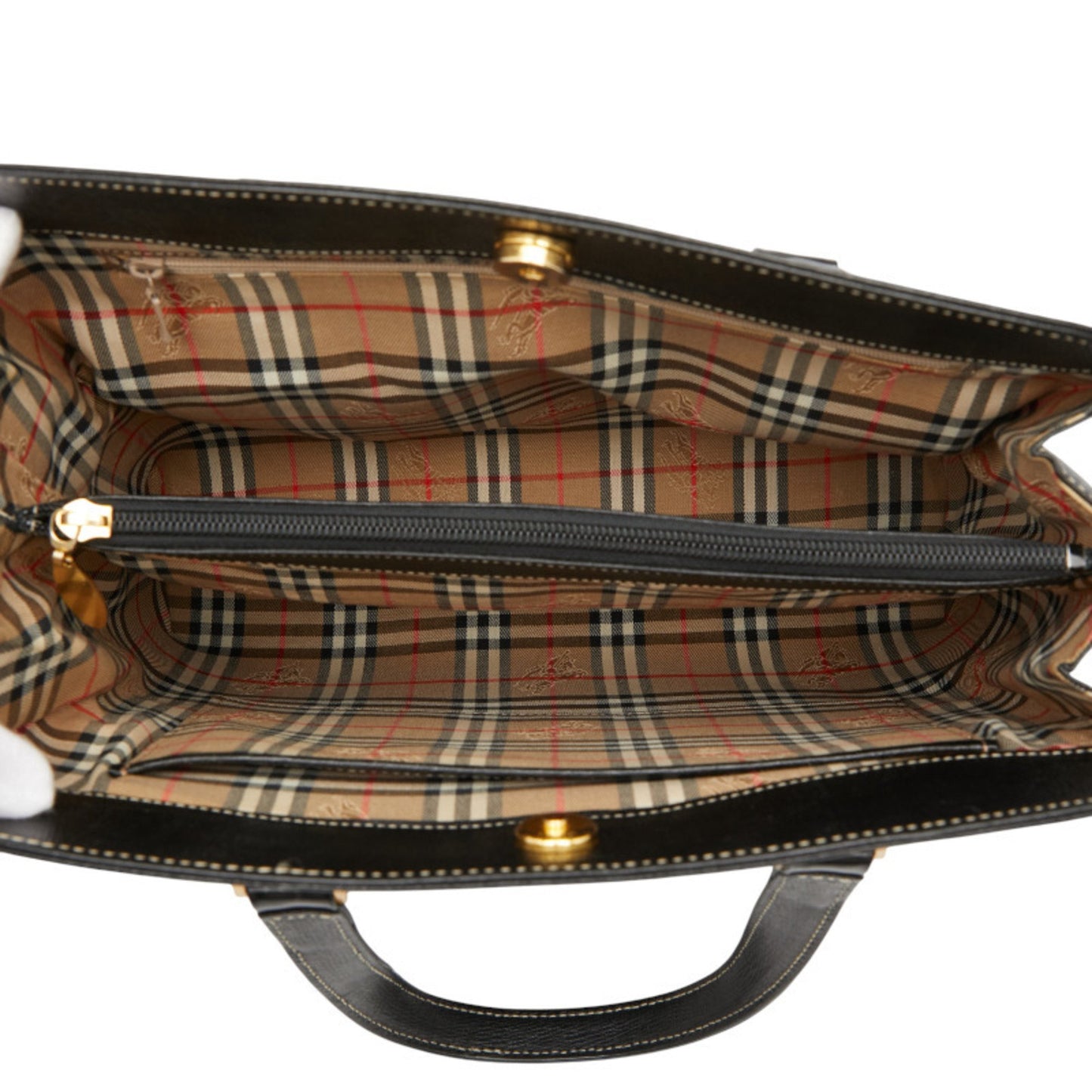 Burberry Nova Check Handbag In Black Leather