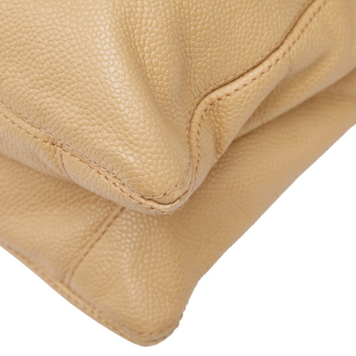 Chanel Coco Mark Tote Bag Handbag Beige Caviar Skin