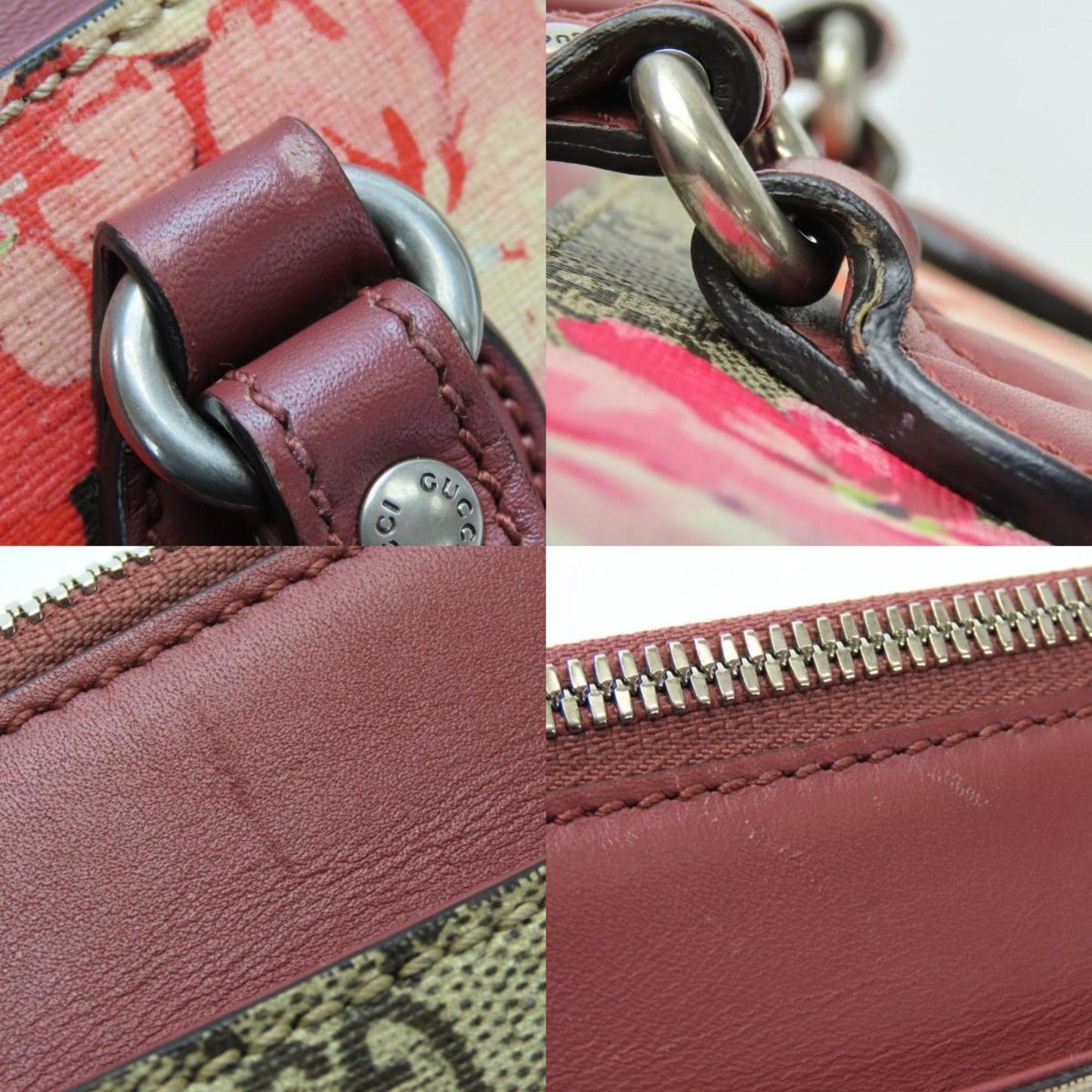 Gucci Handbag 453177 Gg Blooms Mini Supreme Canvas Beige Red Pink Flower
