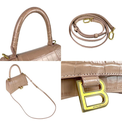 Balenciaga Hourglass Embossed Leather Shoulder Bag In Pink Beige