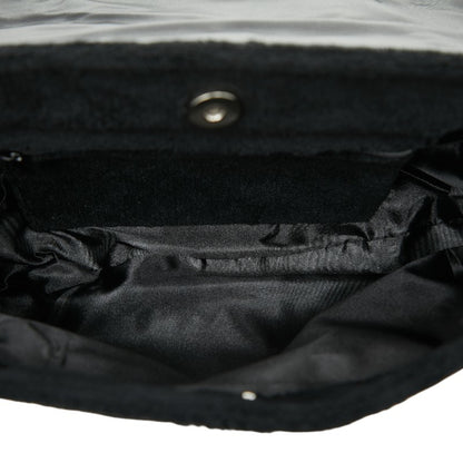 Chanel Coco Mark Novelty Crossbody Shoulder Bag In Black And White With Pile